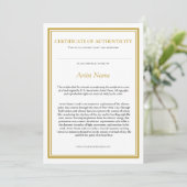 Certificaat van echtheid met Artist Statement Bedankkaart (Staand voorkant)