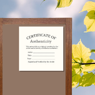 certificaat van echtheid sticker, galerie kunst vierkante sticker