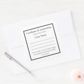 Certificaat van echtheid Vierkante Sticker (Envelop)