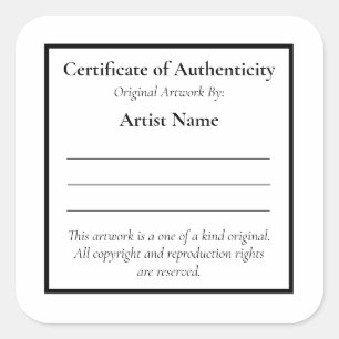 Certificaat van echtheid Vierkante Sticker