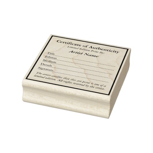 Certificaat van Echtheid voor Prints Rubberstempel (Stempel)