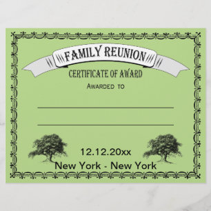 Certificaat van erkenning voor familiebijeenkomst flyer