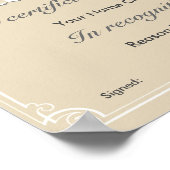 Certificaat van gunning door behalen poster (Hoek)