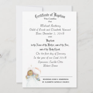 Certificaat van heiliging van baptisme-religie kaart
