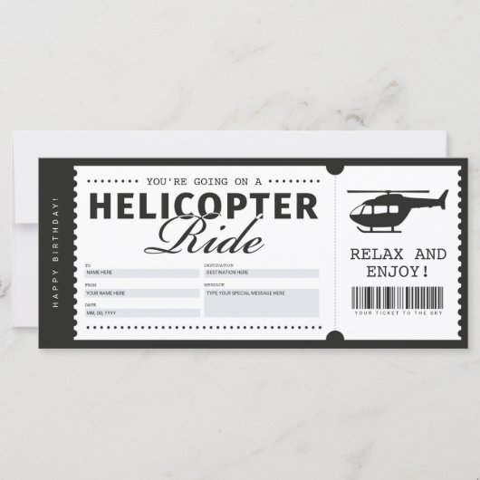 Certificaat van helikopter Ride Ticket Gift Vouche (Voorkant)