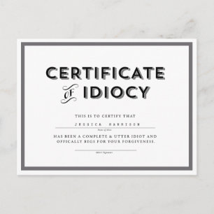 Certificaat van het diocy Apology-Briefkaart // Gr Briefkaart