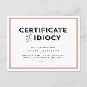 Certificaat van het diocy Apology-Briefkaart // Ro Briefkaart