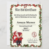 Certificaat van Nice voor de kerstman Feestdagenkaart (Voorkant)