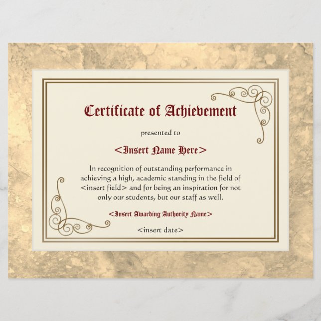 Certificaat van Prestatie (Voorkant)