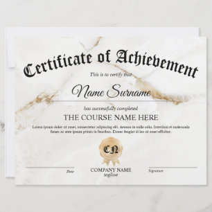 Certificaat van prestatie Award Cursus
