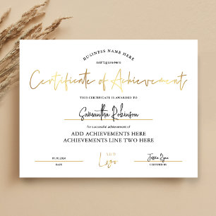 Certificaat van prestatie Lux Gold Employee Award