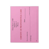 Certificaat van Professional Care Notitieblok (Roz (Gedraaid)