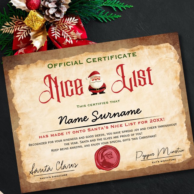 Certificaat van Sinterklaas goede lijst Kerst Kind (Creator heeft geüpload)