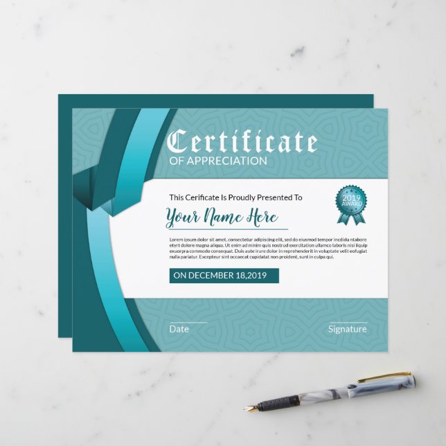 Certificaat van Sjabloon van waarmerking (Voorkant / Achterkant in situ)