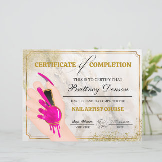 Certificaat van Voltooiing Award Nail Technician