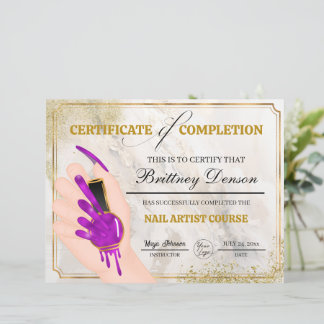 Certificaat van Voltooiing Award Nail Technician