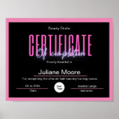 certificaat van voltooiing awards roze en zwart poster (Voorkant)