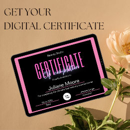 certificaat van voltooiing awards roze en zwart poster