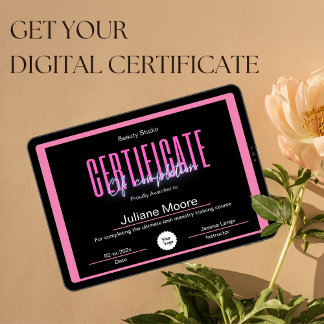 certificaat van voltooiing awards roze en zwart poster