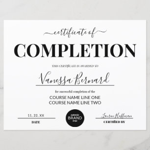 Certificaat van voltooiing Cursus Award met Logo