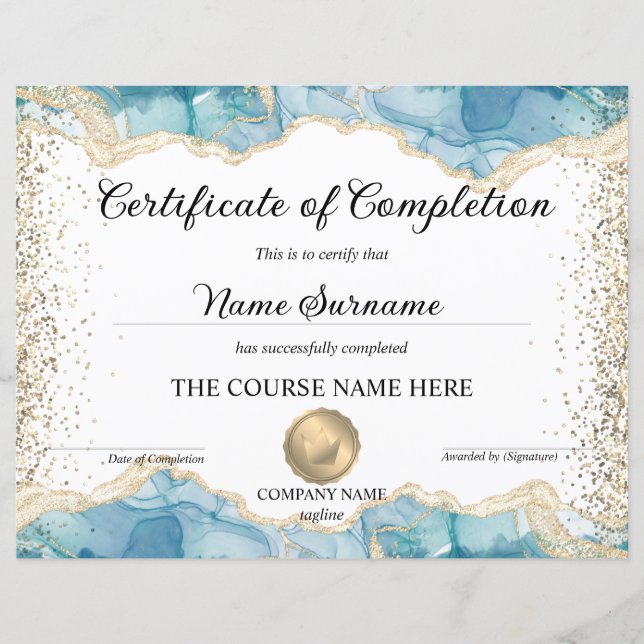 Certificaat van voltooiing Diploma Prestatie (Voorkant)