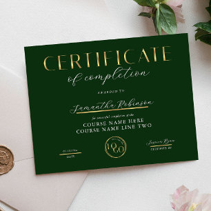Certificaat van Voltooiing Groen & Goud Logo Onder