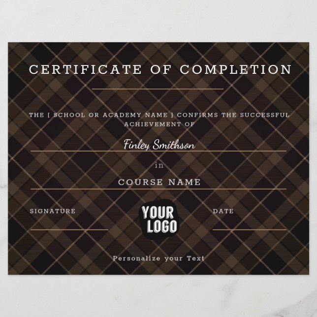 Certificaat van voltooiing Modern Brown Masculine (Voorkant)