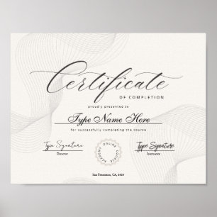 Certificaat van voltooiing, prestatie, diploma poster
