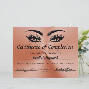 Certificaat van voltooiing Uitreiking Lash Tech