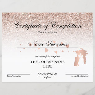 Certificaat van voltooiing Uitreikingscursus Spuit