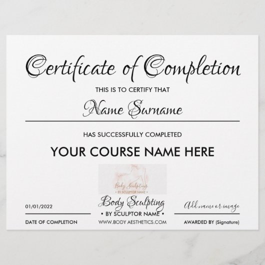 Certificaat van voltooiing van de moderne zakelijk (Voorkant)