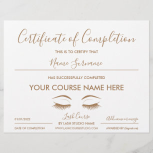 certificaat van voltooiing wimpercursus
