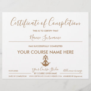 certificaat van voltooiing yoga