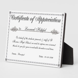 Certificaat van waardering gepersonaliseerde award fotoplaat
