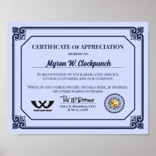 Certificaat van waardering van vrijwilligers poster