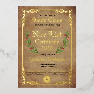 Certificaat voor de Folie van de Nice-lijst van de Uitnodiging