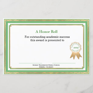 Certificaat voor toekenning van groene en gouden s