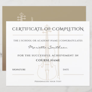 Certificaat voor voltooiing van moderne cursus weg