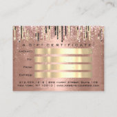 Certificat Cadeau 100 Pièces Rose Gold Drip Maquil (Dos)
