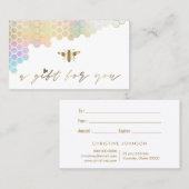 certificat cadeau abeille et peigne de miel (Devant / Derrière)