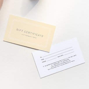 Certificat Cadeau Affaires Jaune Beurre AVERY