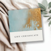 Certificat cadeau Aqua Blue Gold Paint Texture