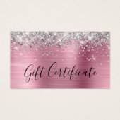 Certificat Cadeau Argent Pailleté Rose Clair Feuil (Devant)