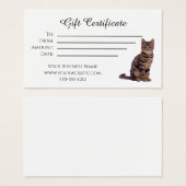 Certificat cadeau avec chat (Devant & derrière)