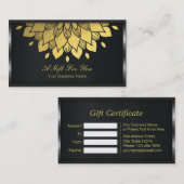 Certificat cadeau Black Metal et Gold Foil Floral (Devant / Derrière)