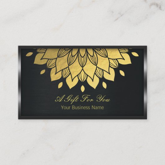 Certificat cadeau Black Metal et Gold Foil Floral (Devant)