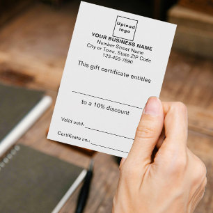 Certificat cadeau blanc d'entreprise