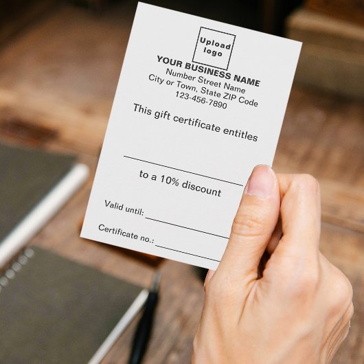 Certificat cadeau blanc d'entreprise