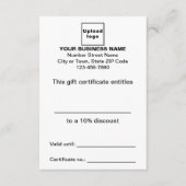 Certificat cadeau blanc d'entreprise (Devant)