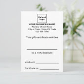 Certificat cadeau blanc d'entreprise (Debout devant)